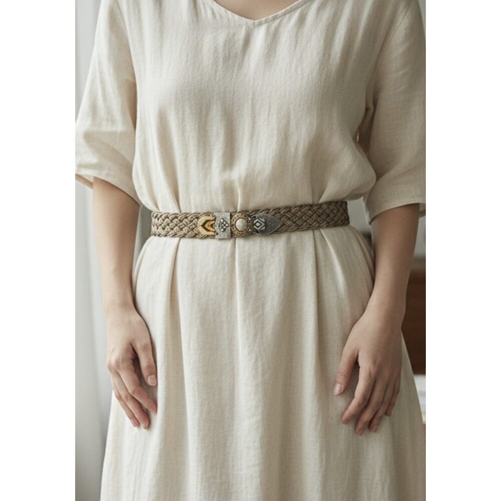 Baer‎ SF Braided Belt Womens Mixed Metal Buckle Brown